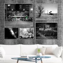 Carteles en lienzo para pared, impresiones de pinturas en blanco y negro, cuadro de pared para sala de estar, edificio Industrial en blanco y negro 2024 - compra barato