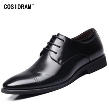 Sapatos sociais masculinos, calçados estilo oxford bico fino de couro legítimo para casamento 2024 - compre barato