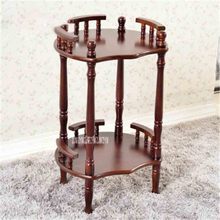 New Modern Chinese Solid Wood Coffee Table Multipurpose Shelf Flower-shaped Brown Double-layer Rack Side Corner Shelf Tea Rack 2024 - buy cheap