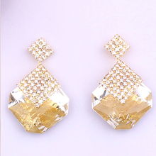 Women Girl Ladys New Fashionable Fashion Women Square Crystal Luxury Sparkling Big Earrings 2024 - buy cheap