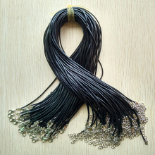 Cordão de couro encerado preto 100 20 cm com fecho lagosta-frete grátis 2024 - compre barato