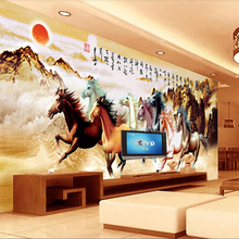 Papel де parede пользовательские обои 3D росписи восемь лошадей полное изображение лошадь к успеху восемь лошадь росписи ТВ фон настенная бумага 2024 - купить недорого