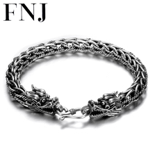 FNJ-pulsera de plata 925 de 8mm para hombre y mujer, cadena de alambre con cabeza de dragón, Original, S925, joyería tailandesa 2024 - compra barato