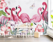 Beibehand-papel de parede 3d para quarto de crianças, personalizado, nórdico, moderno, pintado à mão, flamingo, borboleta, foto 2024 - compre barato