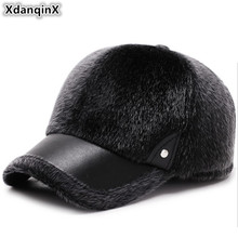 XdanqinX-Sombrero de invierno para hombre, gorra de béisbol gruesa y cálida con orejas, de imitación de pelo, tamaño ajustable, gorras de orejera para papá de mediana edad 2024 - compra barato