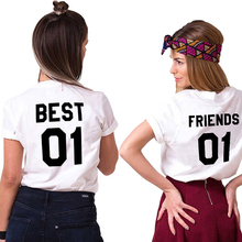 Рубашки Best 01 и Friend 01 BFF, женская одежда, футболка для сестры, девушки, сестры, парные футболки, женская футболка с буквенным принтом 2024 - купить недорого