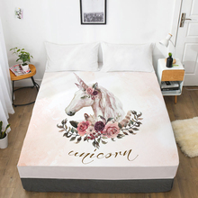 3D HD Digital Printing Custom Bed Sheet With Elastic,Fitted Sheet Twin Full Queen King,Mattress Cover 160x200,Watercolor unicorn 2024 - buy cheap
