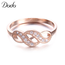 Vintage Rose Gold Color Romantic Infinity Rings for women Wedding engagement Geometric Elegant Crystal jewelry alliance KDR4 2024 - buy cheap