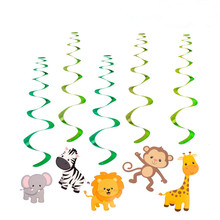 8pcs Animals Ceiling Hanging Swirl Zebra Elephant Lion Dangling Streamers for Kids Birthday Party Spiral Ornaments Decoration 2024 - buy cheap
