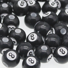 CHONGAI 500Pcs Acrylic Big Hole Billiards Black 8 Word Ball Beads For Jewelry Making 2024 - buy cheap