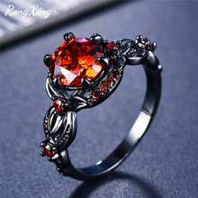 Anel de flor com zircônia, anel feminino de cristal vermelho/verde/rosa de zircônia para mulheres 2019 2024 - compre barato