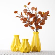 Europe Ceramic vase yellow geometry Origami Porcelain vases Arts and CraftsDry flowers vase wedding home decoration accessories 2024 - buy cheap