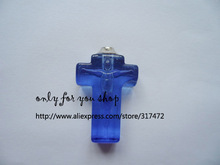 Freeshipping  Blue Cross  glass  vial  pendant rice art glass bottle charm pendant 2024 - buy cheap