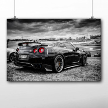 Pintura de parede para decoração de sala de estar, pintura de arte em tela, preto e branco, nissan gt r sportscar 2024 - compre barato