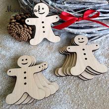 10pcs Blank Gingerman Christmas Tree Pendents Ornaments Wooden Tags Hanging Decorations 2024 - buy cheap