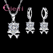 Women Cute cartoon shape Jewelry Sets 925 Sterling Silver Fashion Pendant Necklace Earrings Crystal Wedding Accessories 2024 - buy cheap
