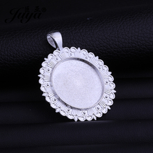 JUYA 2pcs/lot 25mm Round Cabochon Filigree Cameo Base DIY Necklace Pendant Findings Blanks Jewelry Making Accessories 2024 - buy cheap