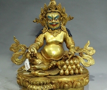 16" Old Tibet Buddhism Temple Bronze 24K Gold Mouse Yellow Jambhala Buddha Statu 2024 - buy cheap