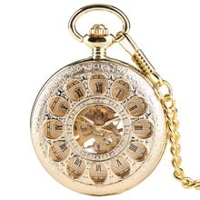Роскошные золотые полые автоматические механические карманные часы с цепочкой, красивые Fob часы для мужчин и женщин, ручные часы, подарки на день рождения 2024 - купить недорого