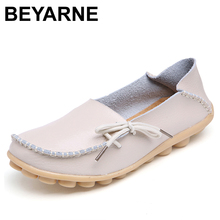 BEYARNE Free shipping Genuine Leather Mother Shoes Moccasins Women's Soft Leisure Flats Female Driving Shoes Flat Loafers 2024 - buy cheap