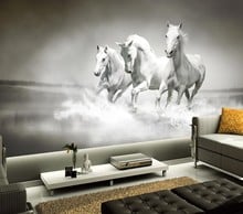 Murales 3d personalizados, tres caballos blancos corriendo, papel de pared, sala de estar, sofá, pared de tv, dormitorio de niños, papel tapiz 3d, decoración de pared 2024 - compra barato