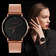 GENEVA-Reloj de pulsera de acero inoxidable para mujer, accesorio de lujo, relojes de malla de oro rosa, 2020 2024 - compra barato
