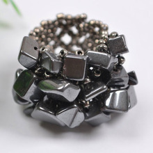 Handmade Elastic Black Hematite Bead Finger Ring Stretch Size 8-9 X017 2024 - buy cheap