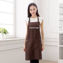 New Cotton Kitchen waterproof antifouling apron for women Chefs Cooking Apron Restaurant work apron Tablier Pinafore custom logo 2024 - buy cheap