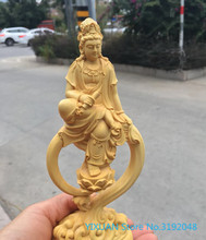 Boxwood solid wood Buddha statue of Guanyin holding sutras for household decorations of Guanyin Bodhisattva crafts 2024 - buy cheap