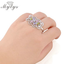 Mytys Free Size Adjustable Ring for Women Fashion Two Fingers Rings Crystal R976 2024 - buy cheap