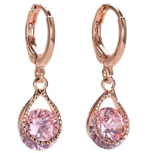 7 color  Water Drop Earrings Gold Plated Hollow Crystal CZ Diamond Dangle Earrings Jewelry For Women 2024 - buy cheap