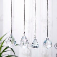 H&D 4Pcs Crystal Prisms Charm Pendant Ceiling Fan Pull Chain Extender with Ball Chain Connector Home Wedding Decor 2024 - buy cheap