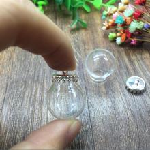 20sets 20*12mm Glass globe with crown silver base set glass vial pendant DIY glass bottle dome cover necklace pendant charms 2024 - buy cheap