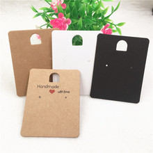 100Pcs/Lot Earring Card Jewelry Packaging Kraft Paper Holder 6.5x5cm Handmade With Love DIY Accessory Display Ear Stud Cards 2024 - buy cheap