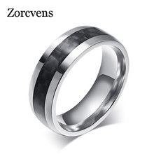 ZORCVENS fashion men ring carbon fiber jewelry stainless steel rings for man classic christmas gifts 2024 - buy cheap