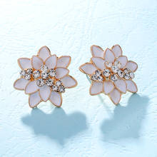 Trendy Enamel Earring Gold-Color SWA Elements Crystal Rhinestone Flower Stud Earrings For Women Wedding Fashion Jewelry brincos 2024 - buy cheap
