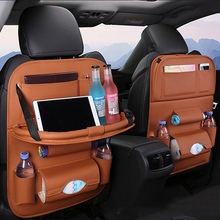 Universal Car Seat Back Hanging Organizer Bag Auto Multi-pocket PU Leather Pad Cups Foldable Shelf Storage Holder Bag 2024 - buy cheap