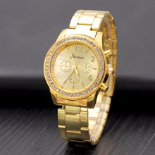 Hot New famous brand Geneva Casual Quartz Watch women Gold Rhinestone Dress Watches Female Luxury Stainless Steel Wrist Watches 2024 - buy cheap