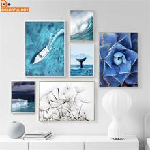 Blue Sea Flower Dandelion Whale Landscape Wall Art Canvas Painting Nordic Posters And Prints Wall Pictures For Living Room Decor 2024 - buy cheap