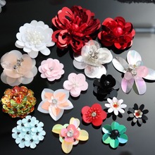 Handmade beaded PATCH diy decorative accessories 3D sequins flower cloth stickers Clothes bag cap decoration patch decals 2024 - buy cheap