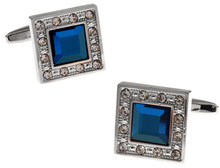 Free Shipping Crystal Cufflinks Blue Color Rhinestone Fashion Design Best Gift For Men Cuff Links Wholesale&retail 2024 - buy cheap