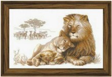 Kit de punto de cruz de alta calidad, familia de Leones, León cielo y cachorro, bestia de amor riolis 18/28, 14/16/100 2024 - compra barato