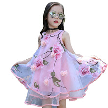 2020 Summer Girls Kids Flower Knee Sleeveless Dress Baby Children Clothes Infant Party Dresses 6 7 8 9 10 11 12 13 14 15 years 2024 - buy cheap