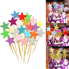 Insertar tarjeta, tarjeta fiesta pentagrama cumpleaños brillo Festival suministros decoraciones de la torta pastel de boda Star 10 unids/set 2024 - compra barato