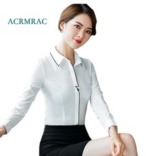 ACRMRAC New Women shirt Spring and autumn summer Long sleeve Solid color Patchwork Slim Business OL Formal Blouses & Shirt 2024 - buy cheap