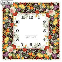 ARTBACK-Pintura de diamante cuadrado completo, reloj de pared, imagen de flor, mosaico de diamantes, punto de cruz, pintura de reloj para decoración del hogar 2024 - compra barato