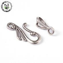Tibetan Silver Hook and Eye Clasps, Lead Free, Cadmium Free and Nickel Free, Antique Silver Color, Toggle: 12mm wide, 25mm long, 2024 - buy cheap