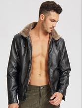 Jaqueta de couro grossa de inverno masculina, jaqueta casual de couro com capuz e veludo para homens 2024 - compre barato