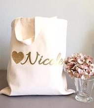 Conjunto de 6 bolsas tipo coração com glitter, personalizado, nomes de madrinhas, champanhe, para festa de casamento, despedida de solteira, chá de panela 2024 - compre barato