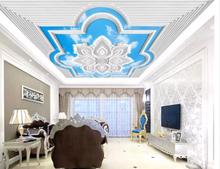 Mural de techo personalizada no tejida para pared de sala de estar, pintura tallada en cielo azul y nubes blancas, papel tapiz, murales 3D 2024 - compra barato